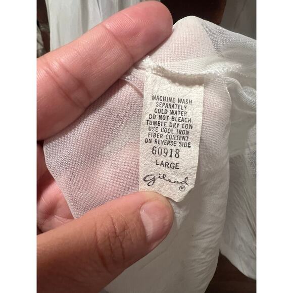 Vintage 70s Gilead Sheer Cottagecore Prairie Fairy Lace Coquette Robe Ivory - Picture 9 of 10